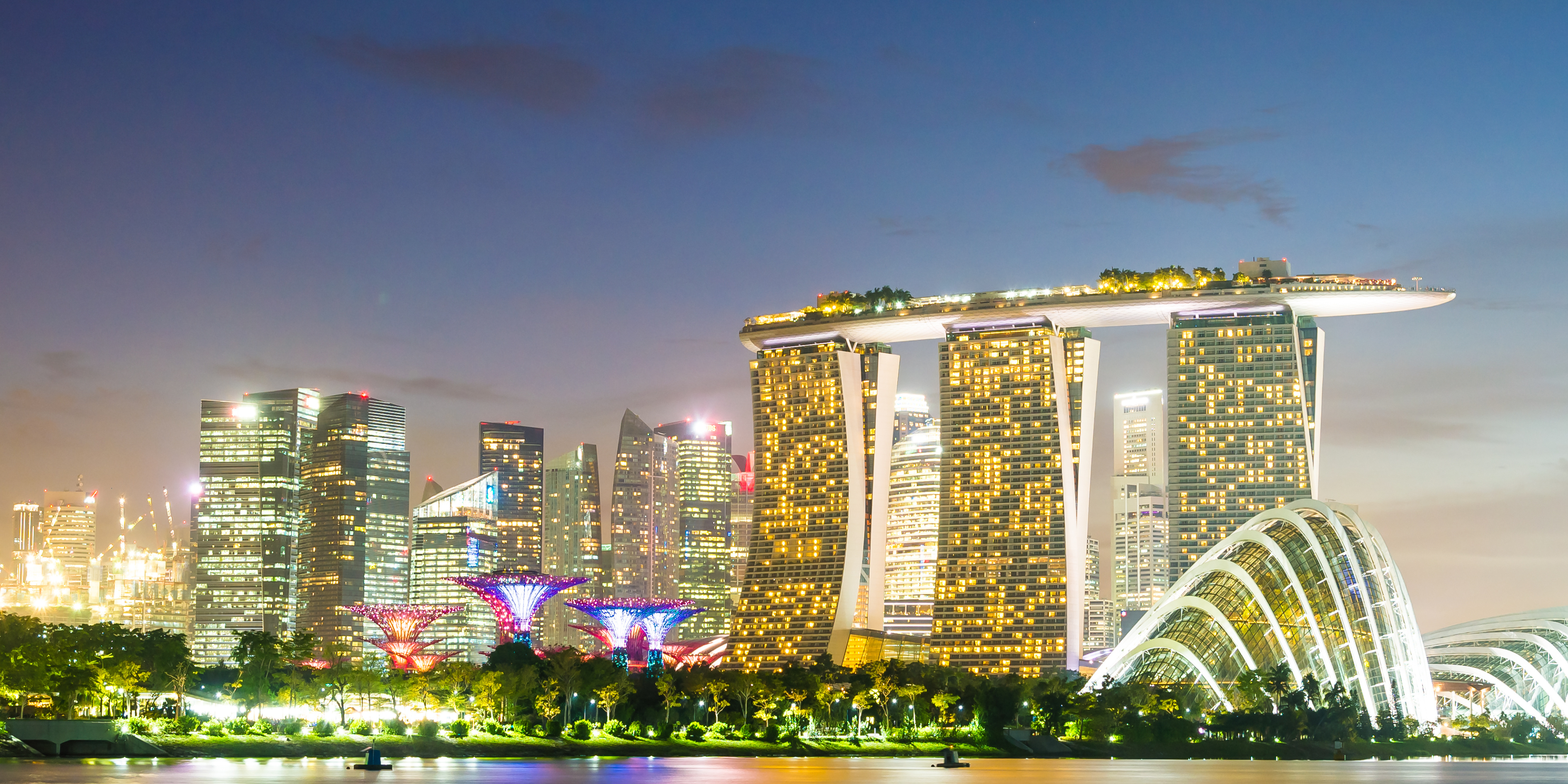 Singapore lit up at night